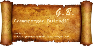 Gremsperger Bulcsú névjegykártya